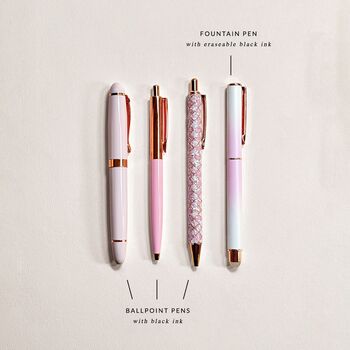 Pink And Rose Gold Four Piece Metal Pen Set, 4 of 8