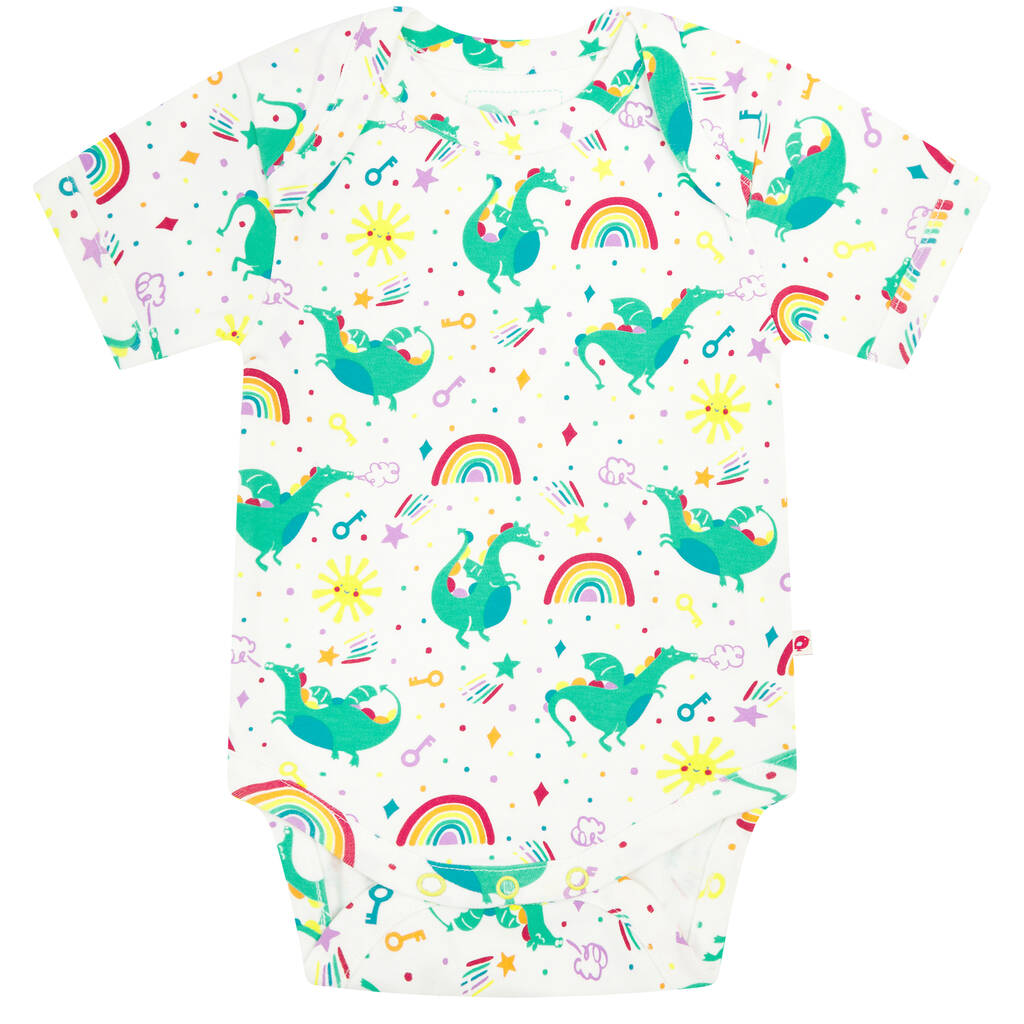 Two Pack Rainbow Dragon Bodysuits Unisex By Piccalilly