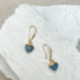 Aventurine Blue Small Heart Real 18k Gold Plated Earrings, thumbnail 4 of 4