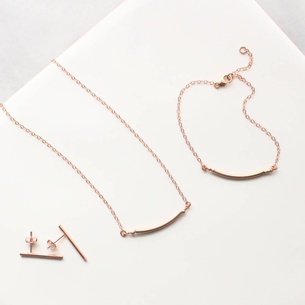 rose gold bar jewellery set by a box for my treasure