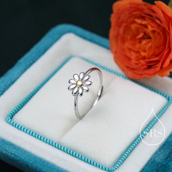 Sterling Silver Adjustable Daisy Flower Ring, 5 of 8