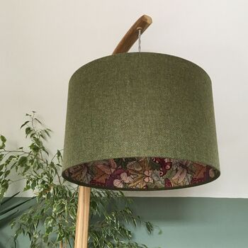 Green Tweed Botanist Lined Drum Lampshade, 4 of 10