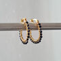 Black Spinel And Gold Wire Wrapped Hoop Earrings, thumbnail 2 of 6