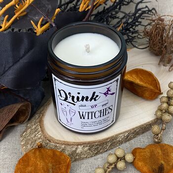 Halloween Drink Up Witches Personalised Candle, 2 of 3