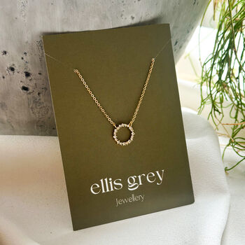 Cz Encrusted Circle 18k Gold Necklace, 4 of 4