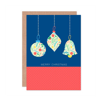 Kitsch And Floral Christmas Baubles Card, 2 of 2