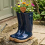 Navy Blue Heart Shaped Personalised Welly Planter Gift, thumbnail 1 of 5