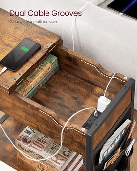Slim Side Table With Charging Station Usb Ports, 8 of 12