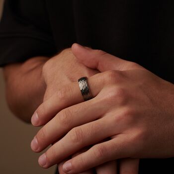 Personalised Silver And Gold Tungsten Wedding Band Ring, 4 of 10