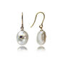 Keshi Pearl Earrings With Blue Sapphire In Solid Gold, thumbnail 3 of 5