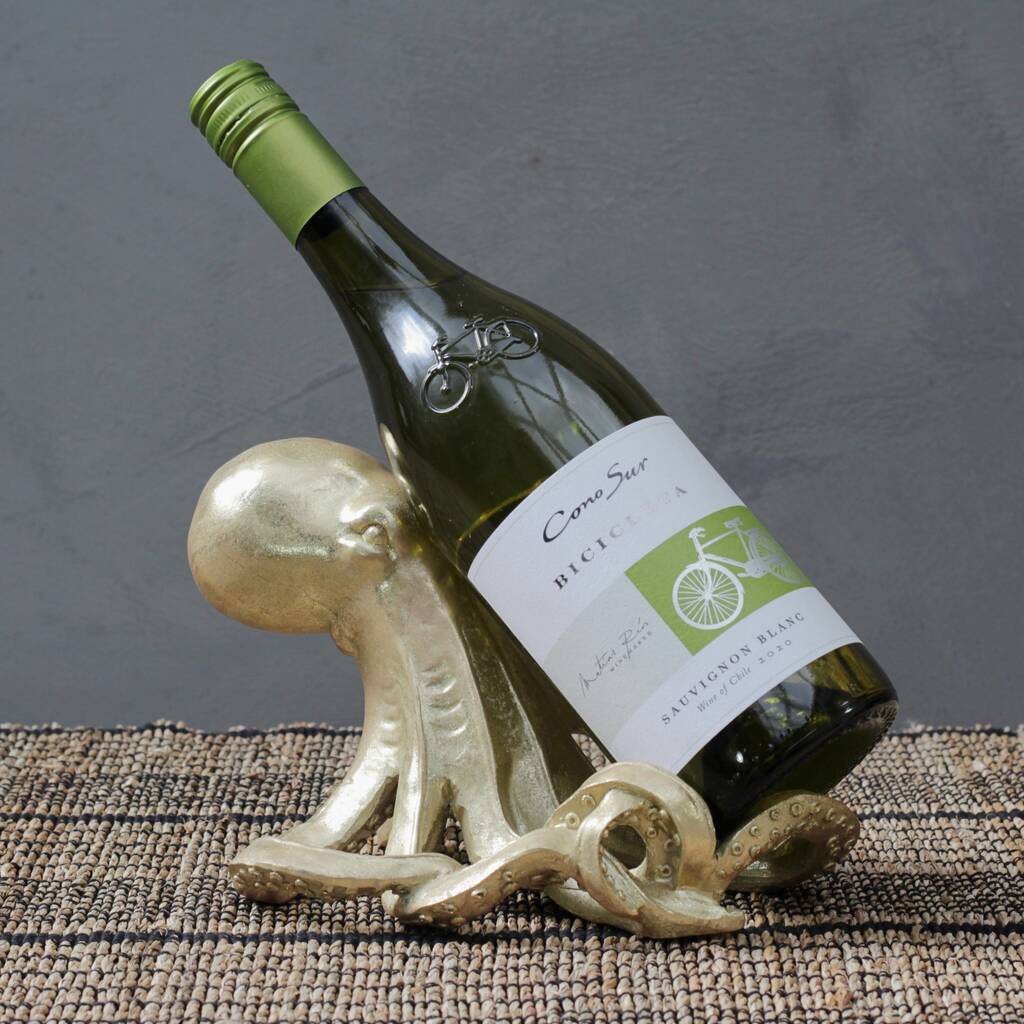 Octopus Wine Bottle Holder In Gold, And Silver, 1 of 9