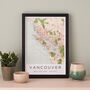 Framed And Personalised Vancouver Map Print, thumbnail 1 of 3