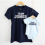 'Team Surname' Father And Baby T Shirt Set, thumbnail 2 of 10