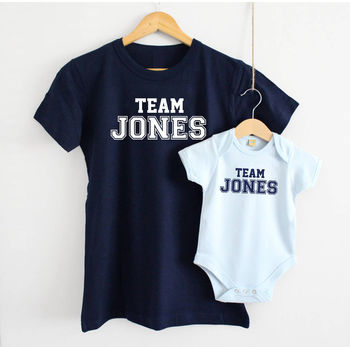 'Team Surname' Father And Baby T Shirt Set, 2 of 10