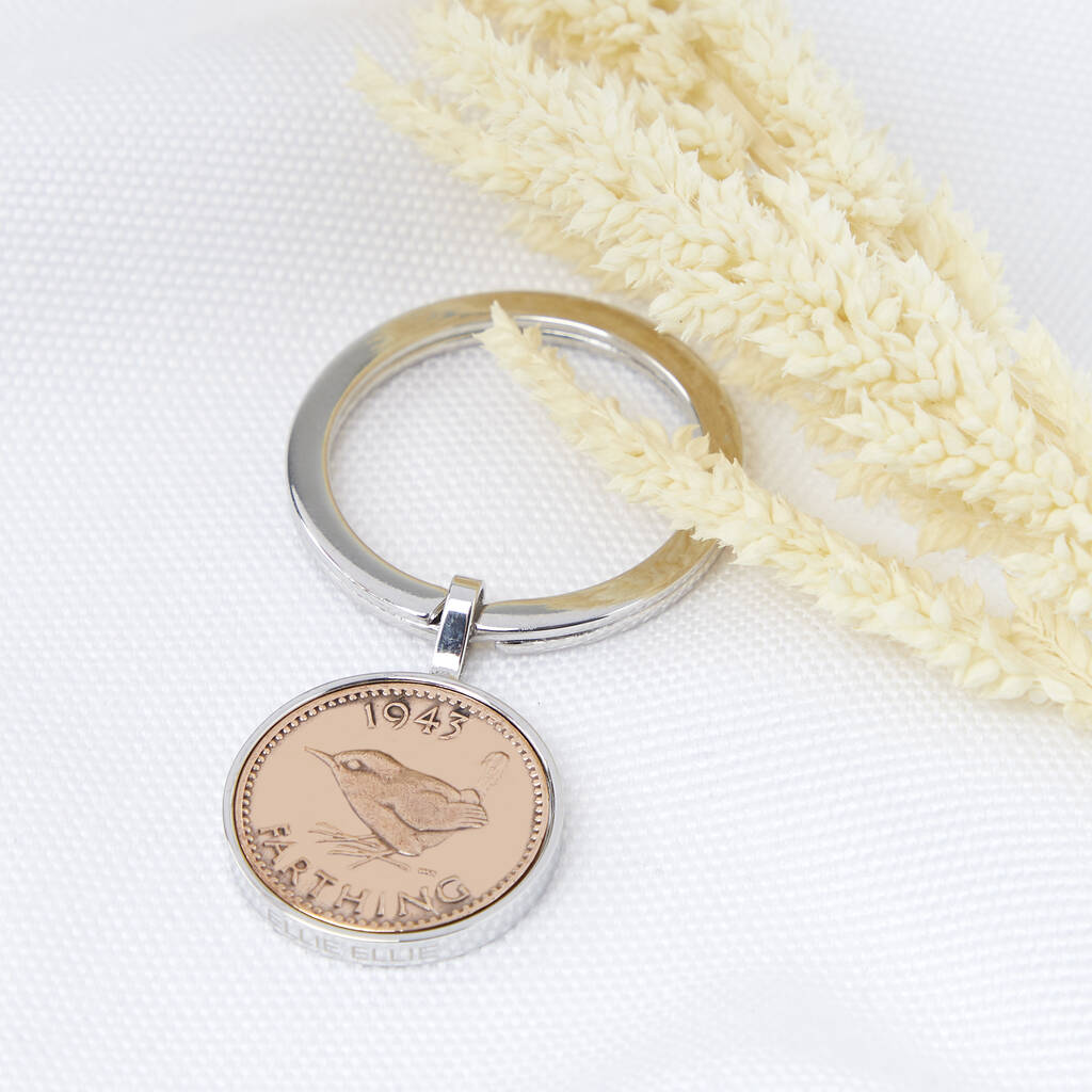 80th Birthday Farthing Coin Keyring By Ellie Ellie 