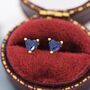 Sterling Silver Tiny Sapphire Blue Cz Heart Stud Earrings, thumbnail 2 of 12