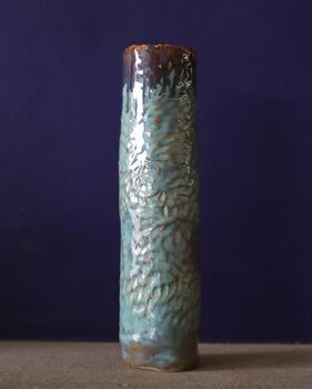 Hand Made Turquoise Ceramic Tall Vase, 2 of 10
