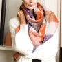 Chunky Triangular Orange And Lilac Knit Scarf, thumbnail 6 of 9