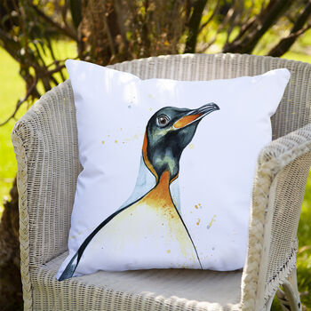 Inky Penguin Outdoor Cushion For Garden Furniture, 5 of 8