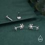 Tiny Neuron Cell 16 G Internally Threaded Flat Back Earrings In Sterling Silver, thumbnail 5 of 12