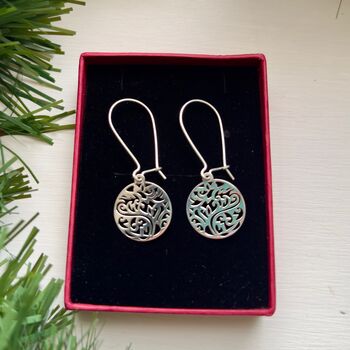 Sterling Silver Disc Drop Earrings, 2 of 6