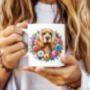 Personalised Cocker Spaniel Summer Floral Dog Wreath Cushion And Mug Gift Bundle B, thumbnail 2 of 5