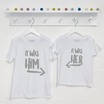 It Was Him/Her! Sibling Rivalry Babygrow And Tee Set, 4 of 8