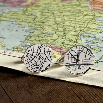 Personalised Sterling Silver Map Cufflinks, 3 of 5