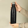 Personalised Name And Message Black Metal Insulated Drinks Bottle, thumbnail 1 of 7