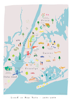 Personalised Map Of New York City Illustrated Art Print, 2 of 4