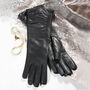 Audrey. Women's Ruched Long Leather Gloves, thumbnail 1 of 12