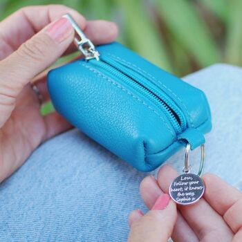 Personalised Leather Coin Purse Keyring, 3 of 6