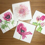 Set Of Four Watercolour Botanical Floral Art Cards, thumbnail 1 of 6