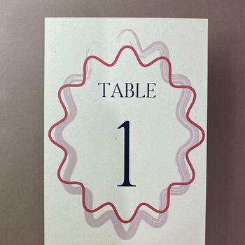Modern, Fun, Wavy Colourful Table Numbers, 2 of 6