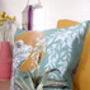 Sage Green Cushion With Reptile Illustration 'Bask', thumbnail 3 of 6
