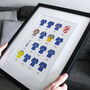 Chelsea Classic Retro Football Kits Team Print, thumbnail 1 of 4