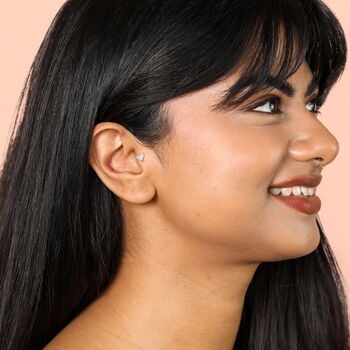 Sterling Silver Crystal Heart Piercing Earring, 3 of 6