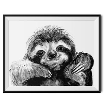 Sloth Charcoal Fine Art Print By Bex Williams, 2 of 3