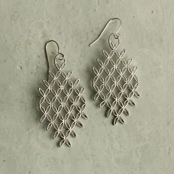 Silver Lace Bohemian Earrings, 2 of 9