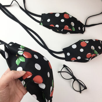 Cherries And Spots Print Reusable Face Mask Four Layers, 3 of 7