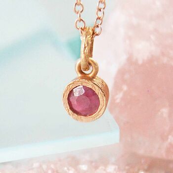 Ruby July Birthstone 18kt Gold Plated Silver Pendant, 4 of 7