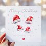 Personalised Family Santa Hats Christmas Card *Up To Six Santa Hats, thumbnail 1 of 6