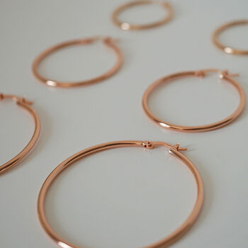 Quality Rose Gold Plated Hoop Earrings, Three Sizes, 5 of 8