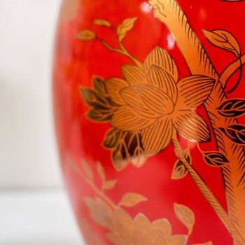 Red Gold Floral Pattern Oriental Ceramic Porcelain, 6 of 8