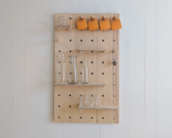 Birch Plywood Wooden Pegboard Shelving Display, 8 of 10