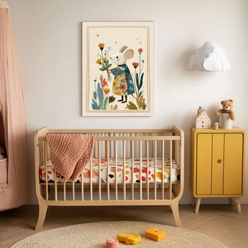 Mummy Mouse In The Garden Nursery Art Print, 3 of 4