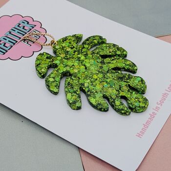 Green Leaf Glitter Resin Christmas Tree Decoration, 3 of 4