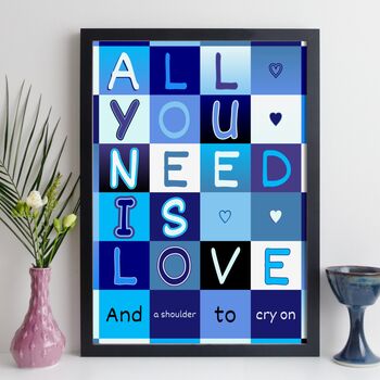 Personalised All You Need Is Love Print Gift, 7 of 12