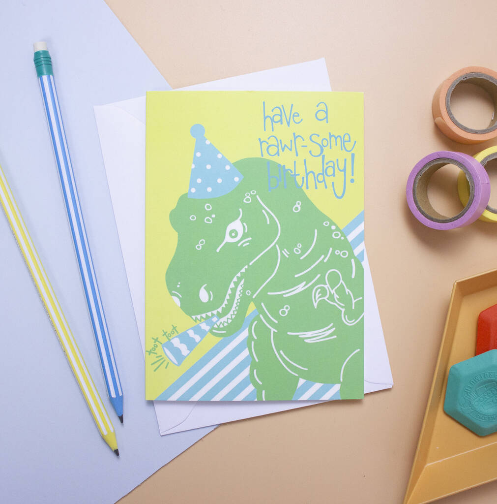 'Happy Birthday' Dinosaur Card, 1 of 6