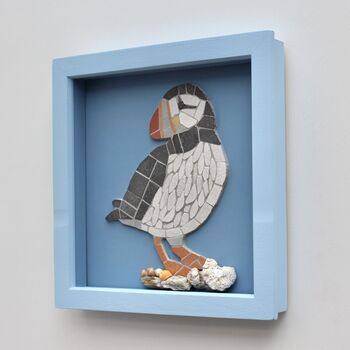 Handmade Framed Puffin Coastal Bird Mosaic Picture, 2 of 4